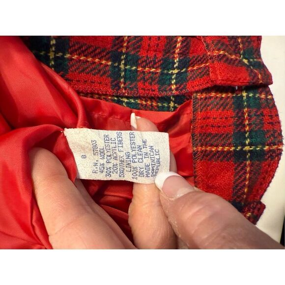 Norton McNaughton Shorts Suit 2 Pcs Blazer/Shorts Red/Green Tartan Sz. 8 Vtg - Picture 12 of 15